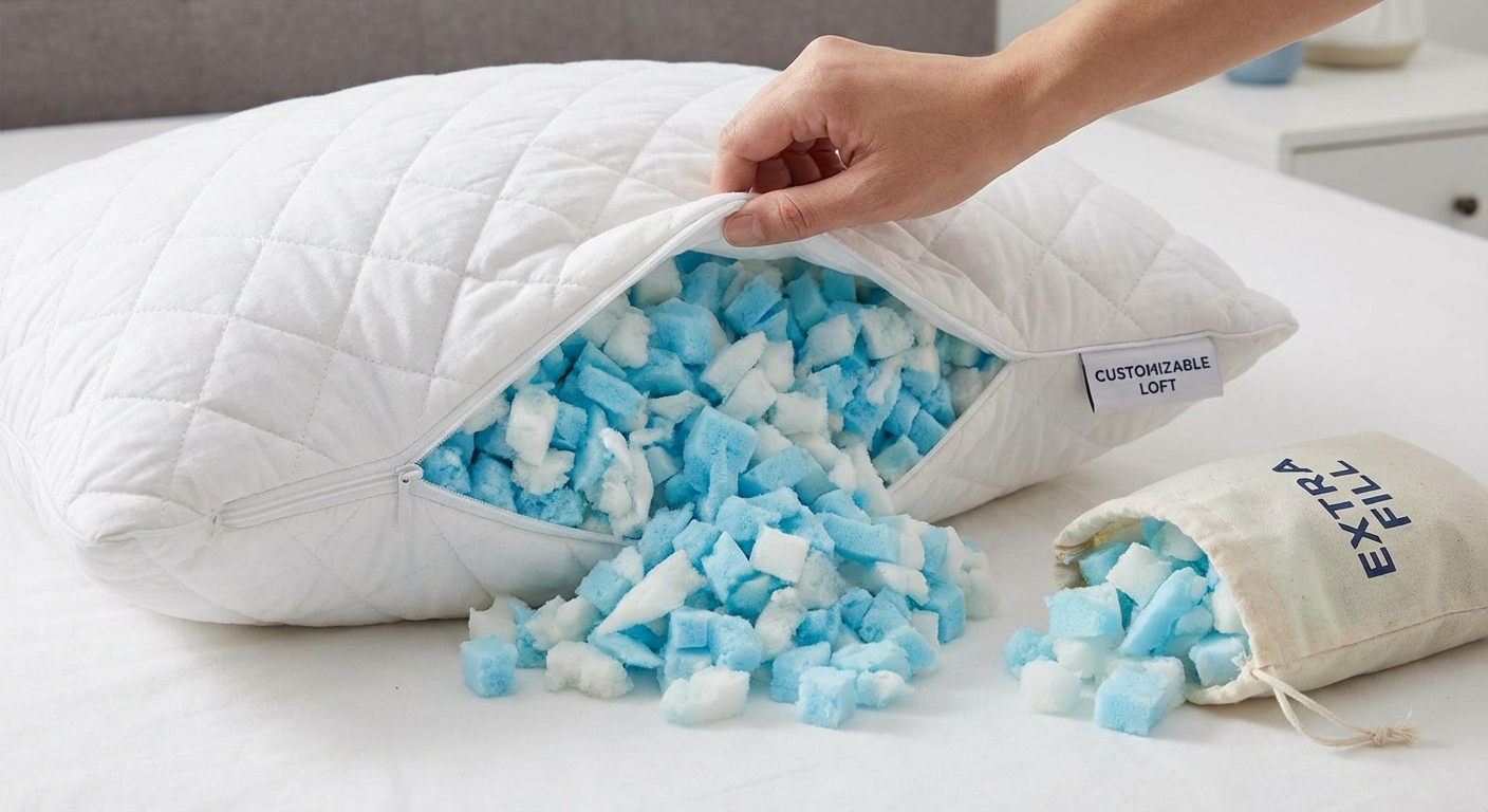 Adjustable fill pillow for TMJ