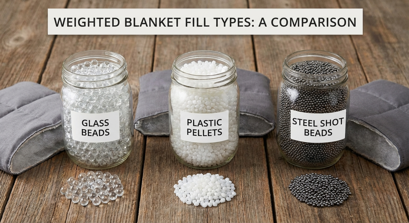 Bearaby Cotton Napper weighted blanket in asteroid grey draped over a bed, showing chunky hand-knit organic cotton weave