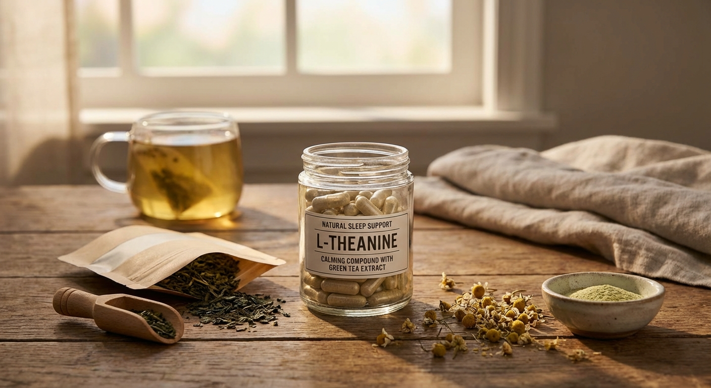 L-theanine from green tea increases alpha brain waves, promoting calm without sedation