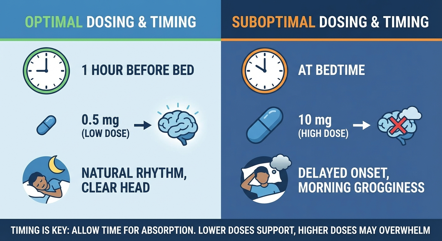 Most people take 10-20x the effective melatonin dose โ 0.5mg works better, not 10mg