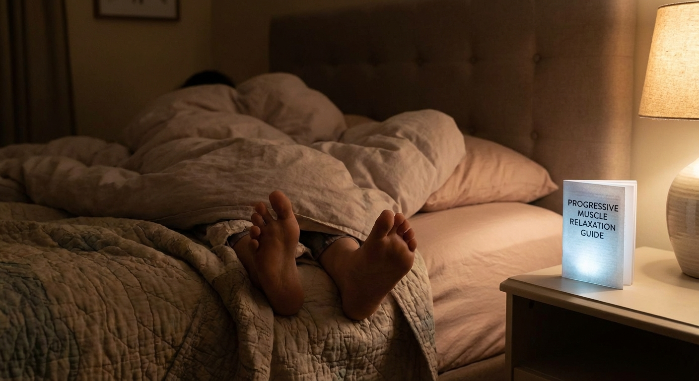 Progressive muscle relaxation โ start at your feet and work up โ signals the nervous system it is safe to sleep