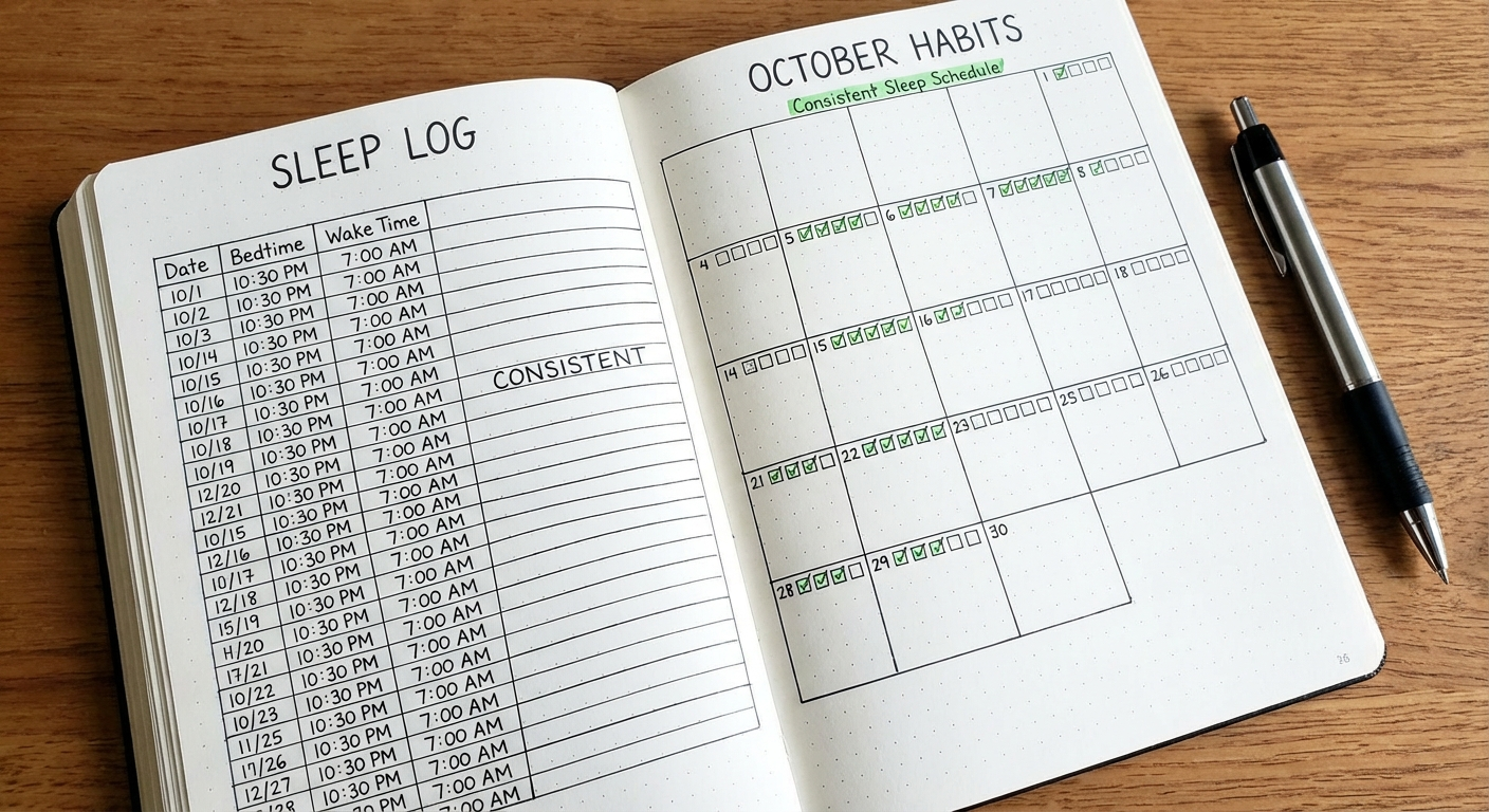 Consistent sleep times are more powerful than any supplement — regularity trains your circadian rhythm