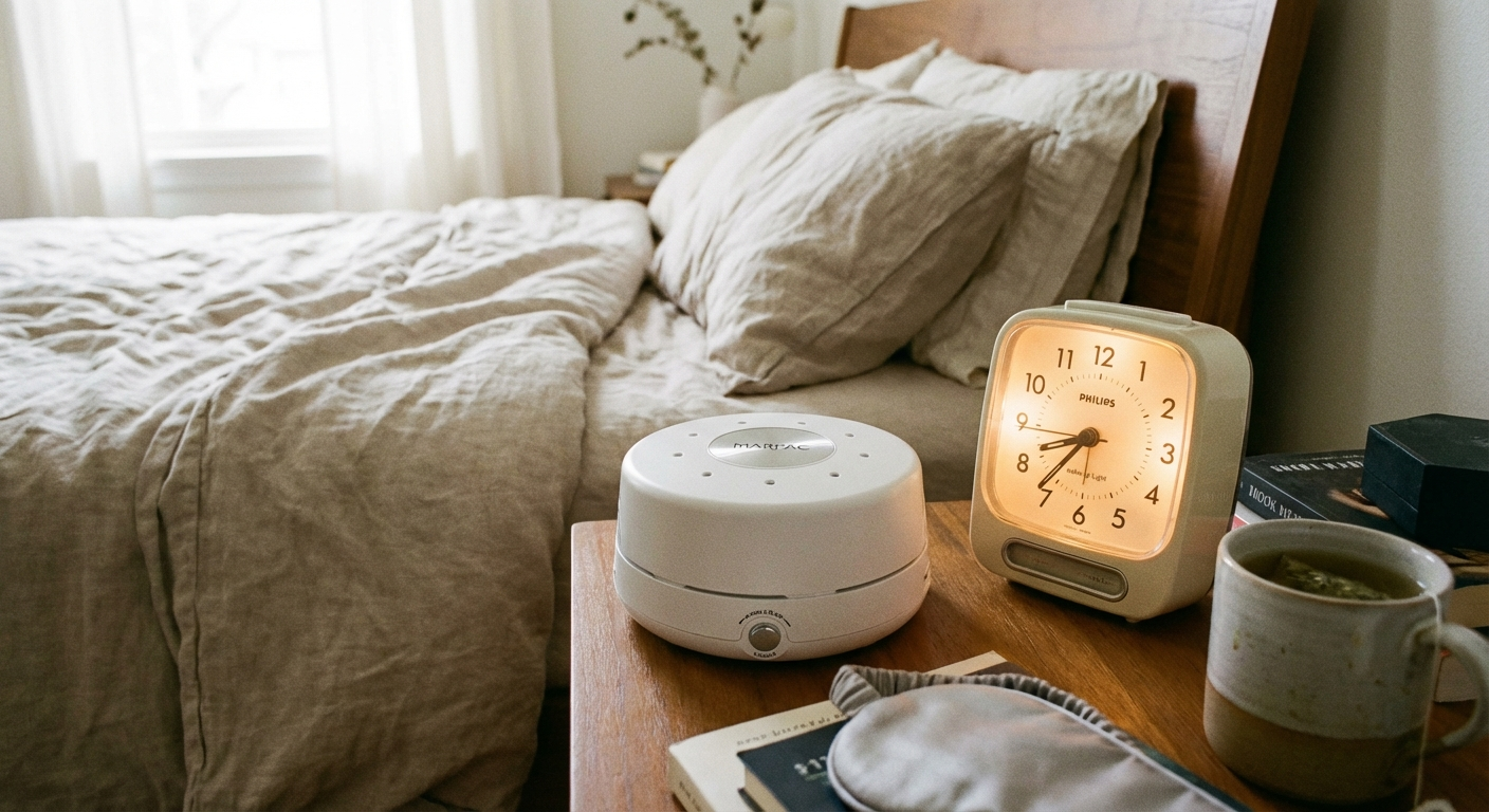 White noise masks environmental sounds that would otherwise trigger micro-arousals