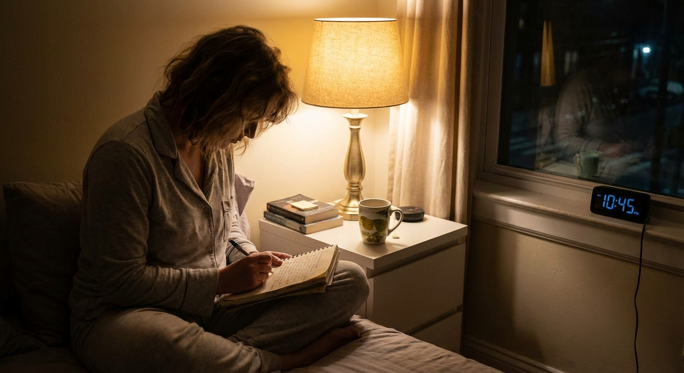 Offloading anxious thoughts to paper prevents the mental replay loop that keeps you awake