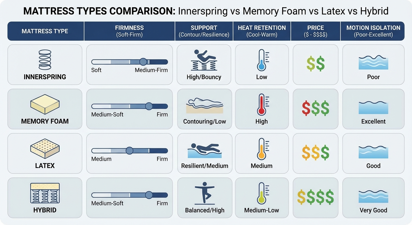 A split comparison image showing a new supportive mattress on the left side with proper spinal align